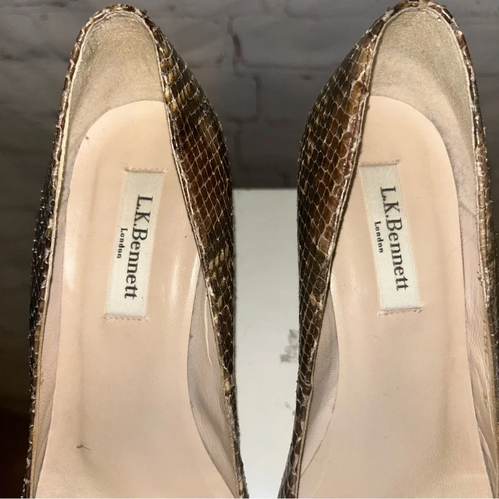 L.K. Bennett‎ snakeskin wedge shoes size 37